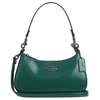 Coach Teri 25 Logo Zip Closure Leather Crossbody Shoulder Bag Medium Women Bags Grandma-Green CV938-QBDM9 Basic Set (Bag+Dust Bag)