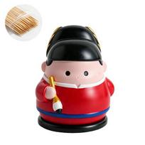 Toothpick Box Dust-Proof Moisture-Proof Design Chinese Style Scholar Ornament Hand-painted Toothpick Holder with Dual-Purpose Cover raudona