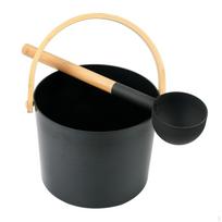 Sauna Bucket with Ladle, Accessory ,Bamboo Handle Portable 7 Liter Water SPA