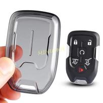 For GMC Sierra Acadia Terrain Yukon Chevrolet Silverado Tahoe Suburban Black Transparent Key Fob Case Cover Shell Accessories