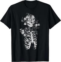 Floral Skeleton Flowers Goth Occult Death Dark Alt Aesthetic T- Shirt L