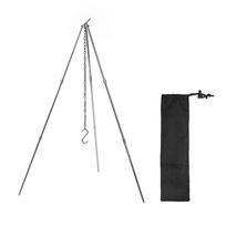 Portable Outdoor Cooking Tripod Triangle Support Aluminum Alloy Cooking Pot Frame Tool Stainless Steel Chain Camping Accessories
