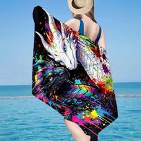 Colorful Dragon Artwork Beach Towel, Super Soft Microfiber, Gift for Her/Him, Birthday, for Pool, Beach, Travel, Home Decor Fan gifts 70cmx140cm(27x55inch)