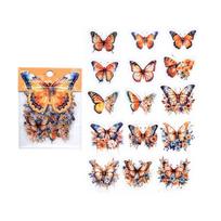 30pcs Butterfly Collage Story Series PET Sticker Vintage Butterfly Flower Hand-account Diary Scrapbooking Decorative Stickers