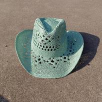 Palm leaf cowboy straw hat windproof rope western cowboy straw hat men and women summer beach sun protection western cowboy hat M55-58cm