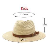 Maži 52-54cm Vaikiški Kepurės Berniukams Mergaitėms Vasaros Apsauga Nuo Saulės Paplūdimio Šiaudinės Kepurės Lauko Atostogų Panama Jazz Kepurė Sombreros De Mujer 52-54CM kids size smėlis
