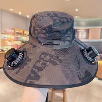 Fashion Solar Fan Hat Rechargeable USB Charging Fisherman Hat UPF 50+ with 2 Solar Fan Bucket Hat Outdoor tamsiai ruda spalva