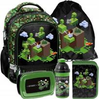 Mokyklinė kuprinė berniukui Kuprinė 1-3 klasei Paso Minecraft 5W1 rinkinys