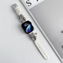Slim Leather Strap For Apple Watch Band 44mm 40mm 41mm 49mm 42 45 mm wrist women bracelet iWatch serie 9 8 7 6 5 4 3 SE Ultra 2 38/40/41mm balta