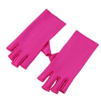 1 Pair Nail Gloves Breathable UV-Resistant No Odor Elastic Washable Sun Protection Polyester Professional Half Finger rožinė raudona spalva