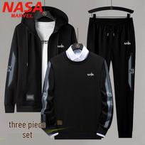 NASA MARVEL Men's Jacket & Sweatpant Three-Piece Set 2XL juoda pilka spalva