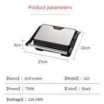 Multifunctional Steak Machine 750W Rapid Heating Sandwich Maker Household Double-Sided Heating Electric Baking Pan