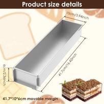 Rectangle Tiramisu Mold Cake Pan Stainless Steel Long Cake Baking Pan with Lid Removable Mousse Mold for Tiramisu Mousse Cake