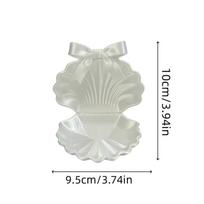 1Pc Cream-Style Shell Jewelry Storage Tray With Bow, Suitable For Dressing Table Decorations, Home Decor, Office Desk, Themed Parties, And Car balta