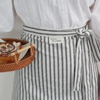 Home Use Cotton Stripe Apron Elegant Anti Fouling Cooking Half Apron Anti Oil Breathable Cafes Apron Restaurant žalia