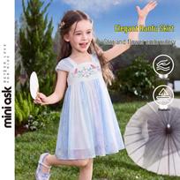ASK JUNIOR Girls' New Chinese Style Short-Sleeve Hanfu Dress 130 mėlyna