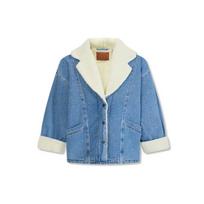 Levis Faux Shearling Collar Denim Jacket Women Jackets Blue A0821-0000 S