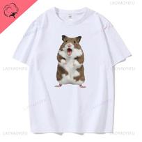 Uhhuh Screaming Hamster Women Cotton T Shirt Casual Fashion Streetwear Cartoon Oneck Printed Tshirt Creative Kawaii Clothes 4XL