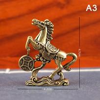 Brass Horse-Drawn Wealth Cart Figurine - Feng Shui Lucky Ornament for Home & Office Prosperity Decor