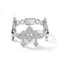 THE BLING KING Iced Two Tone Infinity Link Triple Cross Bracelet Micro Paved Cubic Zirconia For Men Women HipHop Jewelry 7inch sidabras