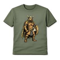 Viking Bear Warrior Illustration Unisex T-Shirt Norse Fantasy Animal Graphic Tee S įvairiaspalvis