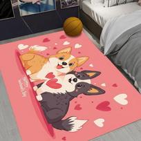 Rug Carpet Mat Non-Slip Valentines Day Heart Corgi Couple Area Rug for Living Room Entryway Bathroom Kitchen Playroom Home Decor 40cm x 60cm