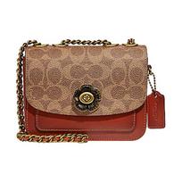 COACH shoulder bag Madison 16 Camellia Turnlock Signature Logo Charm Color Blocking Calfskin and Leather Small Square Crossbody Women's Brown ruda