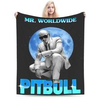Soft Warm Blanket Camping Pitbull Mr.Worldwide Bedding Throws  Flannel Bedspread For Couch Chair Fluffy Sofa Bed Cover 75x90cm