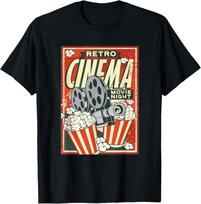 Retro Cinema Vintage Camera And Popcorn T-Shirt S įvairiaspalvis