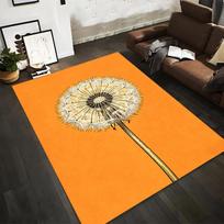 Modern Orange Carpet with Dandelion Design for Living Room Decor Suitable for use as an anti-slip for living room bedroom sofas 40x60cm( 15x23in )