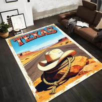 Texas Cowboy Hat Scenic Desert Road Carpet with Rustic Design  Suitable for use as an anti-slip for living room bedroom sofas 40x60cm( 15x23in )