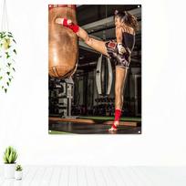 Muay Thai Kickboxing Tapestry 75x100 juoda