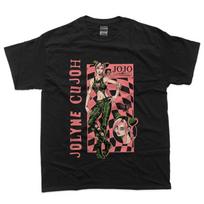 JoJo's Bizarre Adventure Jolyne Cujoh Checkerboard Anime T-Shirt S įvairiaspalvis