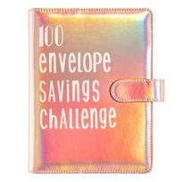 PU Leather Saving Money Binder Dazzling Colors Durable 100Envelopes Challenge Notebook Loose-Leaf Binder Budget Planner rožinio aukso spalvos