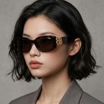 [Balenciaga] Sunglasses BB0310SK 002 Leopard Print Horn-rimmed Glasses Women Men Geek Chic Fashion