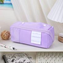 Canvas Prism Pencil Case Large Capacity Multi-layer Tofu Partition Pen Bag Sweet Color Stationery Storage Pouch Student Supplies violetinė