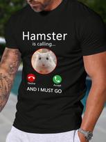 ZX Summer Hot Selling Mens hamster Pattern Printed Tshirt Suitable for Summer Sports and Casual Short Sleeved Tshirt M