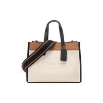 COACH Field 30 Horizontal Logo Embossed Print Leather Tote Bag Tote Bag Shopping Bag Hand Shoulder Bag Large Size Women's White with Milk Brown balta