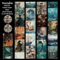80mm*215cm Vintage Pirate Queen Character Landscape Washi Tape Creative DIY Journal Material Collage Scrapbooking Stationery