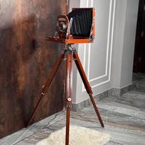 Classic Design Camera with Wooden Tripod Retro Home Style