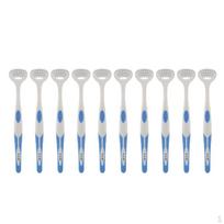 10pcs Oral Bad Breath Cleaner Brush Scraper Blue