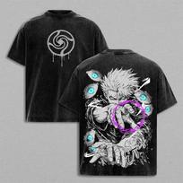 Jujutsu Kaisen Gojo Satoru T-shirt Anime Fashion Washed T Shirt Men's Women Clothing Summer Short Sleeve Tees Tops S