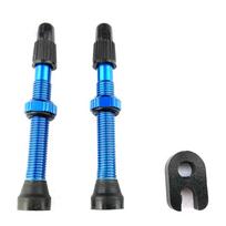 2pcs 60mm Alloy Stem Presta Valve + Tool Easily Installation Personal Bicycle Parts for Road MTB Bike Tubeless Tire Tyre mėlyna