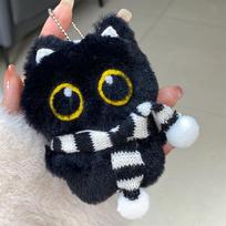 Mielas Animacinis Pliušinis Juodas Katinas Raktų Pakabukas Plaukimo Akiniai Katinas Kimštukai Žaislai Krepšio Pakabukas Pakabinamas Ornamentas Kūrybinga Lėlė Raktų Pakabukas Dovana