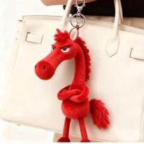Plush Arrogance Pony Keychain for Women Bag Pendant Decor Cute Plush Horse Car Keychain Party Gift Key Ring Keychain Accessories raudona