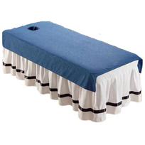 Easy To Clean Comfortable Beauty Salon Bed Sheet with Holes Washable Massage Bed Bedspread Soft Thickened Cosmetic Bed Sheet Spa (Blue,S) mėlyna