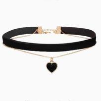 Gothic Multi Layer Heart Pendant Choker Black Peach Clavicle Chain Aesthetic Necklace Jewelry for Women Girls juoda