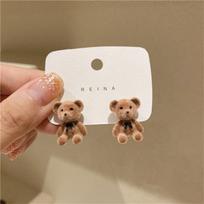 Girl's Cute Plush Teddy Bear Earrings, Bunny Earrings Christmas Birthday Party Gift