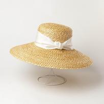 Noble Natural 15cm Wide Brim Straw Hat Floppy Beach Sun hats for Women with ribbon Band Big Brim Summer  Hat UV 50+ Protection 12cm balta