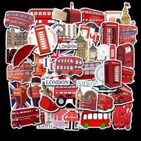 50 Londono Raudonojo Autobuso Stiliaus Grafiti Lipdukų Populiarus Rinkinys Be Pasikartojimų Lagamino Lipdukai Vandeniui Atsparūs Kelioninės Dėžės Lipdukai